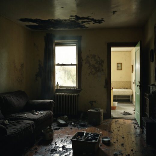 Rauchgeschädigte Decke und Wände in Mietwohnung