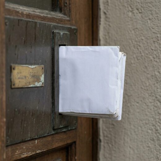 Briefe in einem verwaisten Briefkasten symbolisieren Mietvertragskündigung während U-Haft